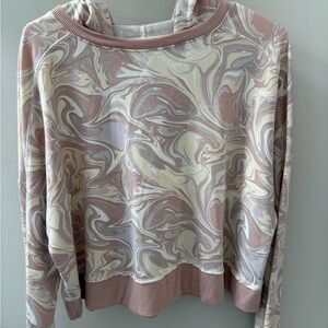 SO Marble Swirl Long Sleeve Top hood - Pink, Cream, Gray lounge wear oversized